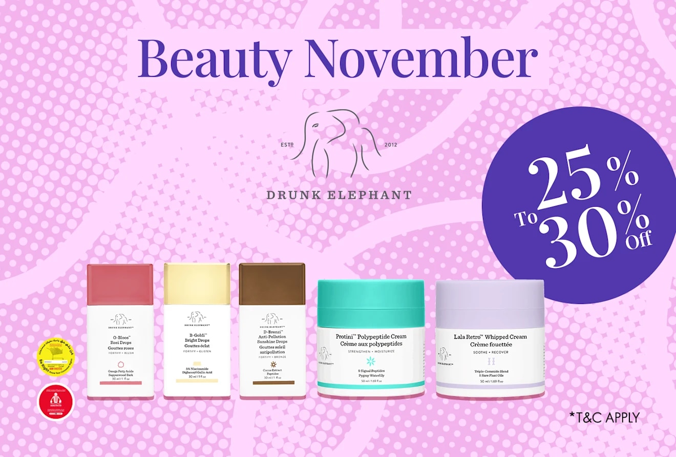 Drunk Elephant = Beauty November = Discount = Deep Discount 